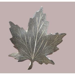 Vintage Sterling Silver Etched Maple Leaf Brooch Pin
